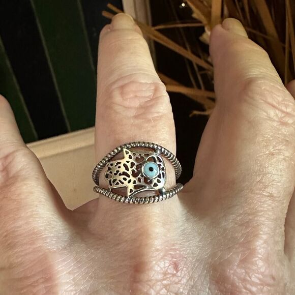 925 Sterling Silver Hamsa Ring - Picture 7 of 7